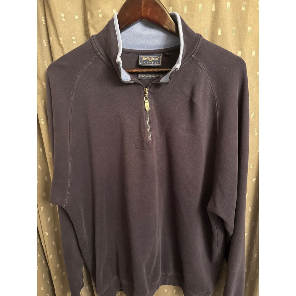 Bobby Jones Players Peruvian Pima Cotton Quarter Zip Pullover Mens Large Navy